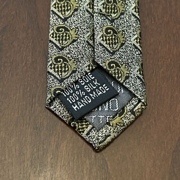 Angleino Green Hand Made 100% Silk Men’s Neck Tie - Picture 7 of 9